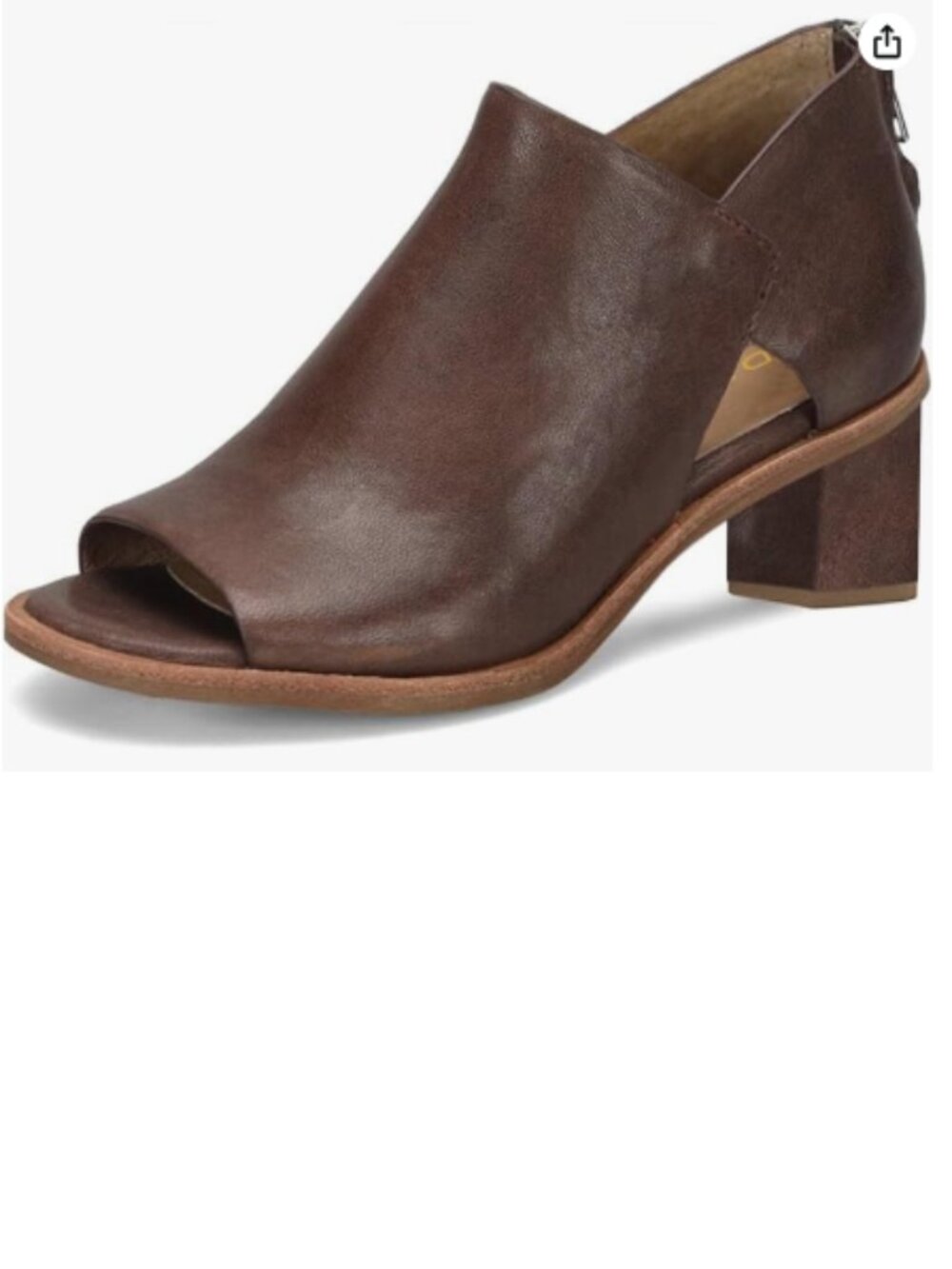 YDN Saddle Brown Peep Toe Booties Low Chunky Block Heels Back Zipper Sandal